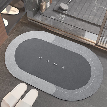 Rubber Bathmat non-slip quick drying bathroom rug, super absorbent thin bath mats for under the door, stylish washable bathroom floor mat