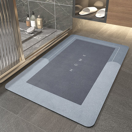 Rubber Bathmat non-slip quick drying bathroom rug, super absorbent thin bath mats for under the door, stylish washable bathroom floor mat