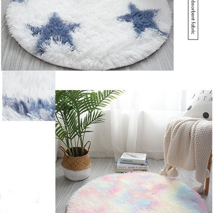 Tie Dye Round Rugs Super Soft Shaggy Pile Kids Bedroom Area Rugs Geometric Round Rugs - Non-Slip Home Decor Cute Teen Room Rugs
