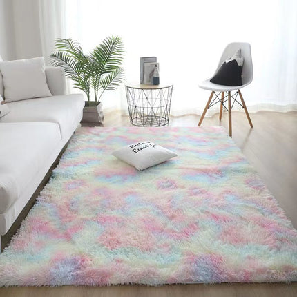 Soft fluffy rugs for bedrooms, tie-dye rugs for living rooms, non-slip shaggy rugs for children's beds, room floor area rugs