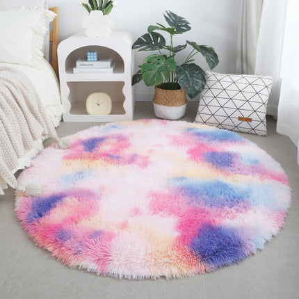 Tie Dye Round Rugs, Artificial Wool Rugs for Living Room, Fluffy Washable Shaggy Rugs for Bedroom Teenager's Room Dormitory Decorations