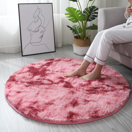 Tie Dye Round Rugs, Artificial Wool Rugs for Living Room, Fluffy Washable Shaggy Rugs for Bedroom Teenager's Room Dormitory Decorations