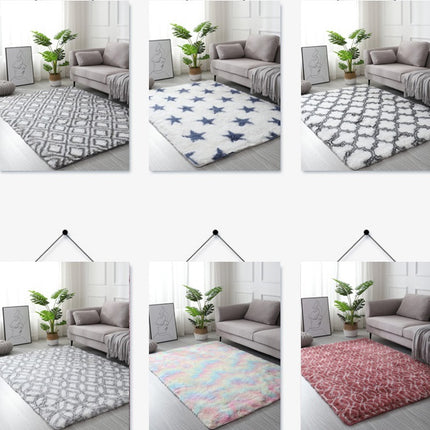 Rectangle Carpet Super Soft Shaggy Pile Kids Bedroom Area Rugs Anti-slip Geometric Rugs - Living Room Home Decoration