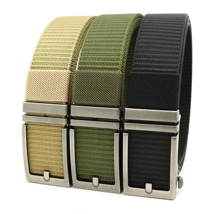 Men's Ratchet Tactical Belt,Nylon Web Work Belt with Automatic Slide Buckle