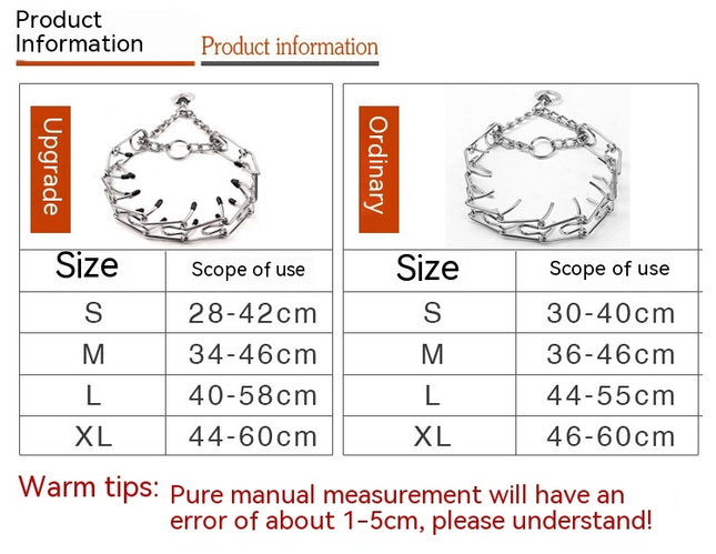 Dog Prong Collar, Dog Pinch Training Collar with Quick Release Snap Buckle Model H