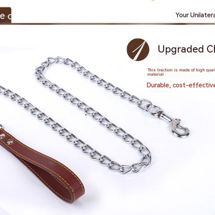 Chew Proof Metal Leash Chain Bite Dog Leash Comfortable Soft Padded Handle