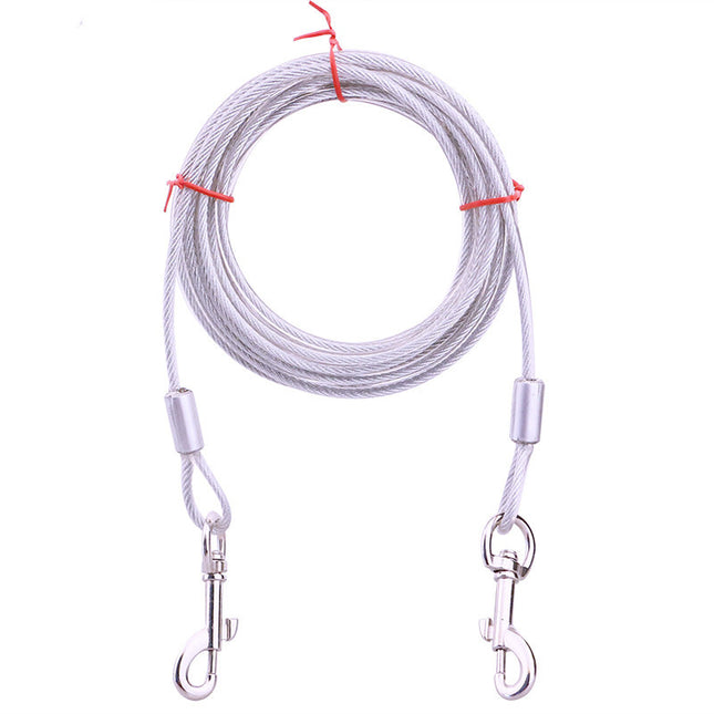 Double Heads Chew Resistant Leash Tie Out Cable Steel Wire Outdoor Strong Pet Safety Rope