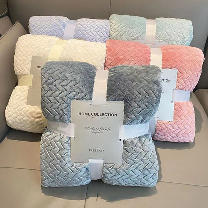 Facecloth Blanket, Fluffy Fleece Blanket, Wheat Pattern Fluffy Blanket, Solid Color Soft Blanket for Sofa Bed, Warm and Cozy Blanket