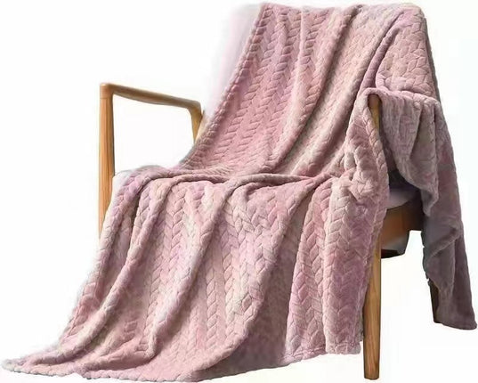 Facecloth Blanket, Fluffy Fleece Blanket, Wheat Pattern Fluffy Blanket, Solid Color Soft Blanket for Sofa Bed, Warm and Cozy Blanket