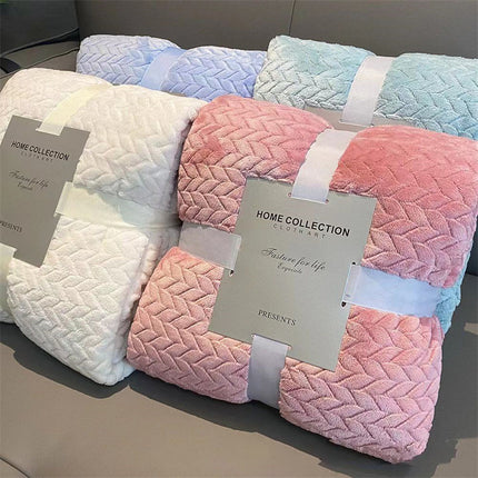 Facecloth Blanket, Fluffy Fleece Blanket, Wheat Pattern Fluffy Blanket, Solid Color Soft Blanket for Sofa Bed, Warm and Cozy Blanket