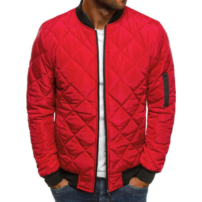 Quilted Cotton Men' Solid Color Pocket Standing Collar jackets