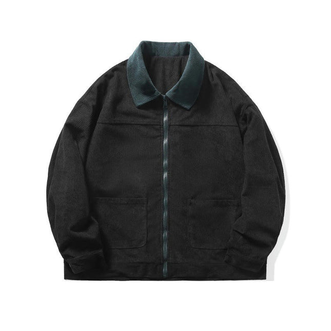 Men's Corduroy Full Zip Jacket Casual Lightweight Long Sleeve Jacket Coat with Pocket