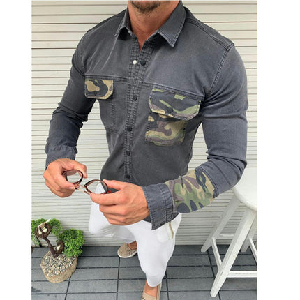 Fashion Men's Denim Jacket Washed Classic Casual Slim Fit Trucker
