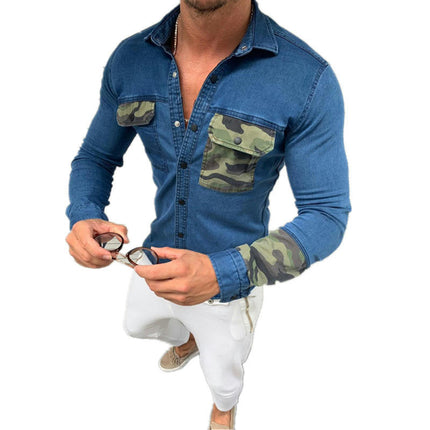 Fashion Men's Denim Jacket Washed Classic Casual Slim Fit Trucker