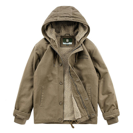 Men's Thick Winter Jackets Fleece Lined Thick Jackets Hood Jackets Coat Cotton with Pockets