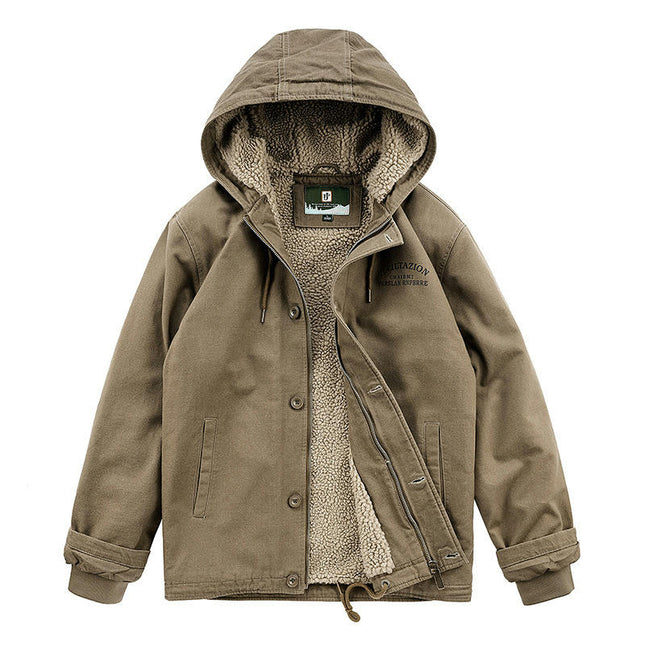 Men's Thick Winter Jackets Fleece Lined Thick Jackets Hood Jackets Coat Cotton with Pockets