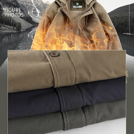 Men's Thick Winter Jackets Fleece Lined Thick Jackets Hood Jackets Coat Cotton with Pockets