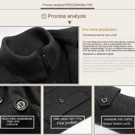 Men's Layered Collar Single Breasted Lined Wool Blend Pea Coats