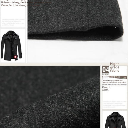 Men's Layered Collar Single Breasted Lined Wool Blend Pea Coats