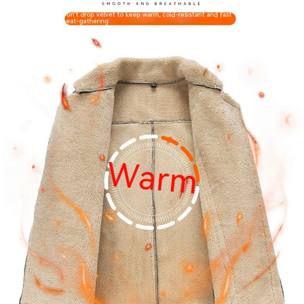 Men's Faux Leather Sherpa Lined Jacket Turn-Down Collar Warm Winter Casual Coats