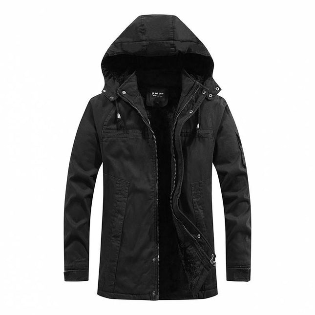 Men's Winter Jacket Cotton Military Jackets Fleece Lined Thick Coats Warm Cargo Jackets with Hooded