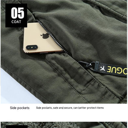 Men's Winter Jacket Cotton Military Jackets Fleece Lined Thick Coats Warm Cargo Jackets with Hooded