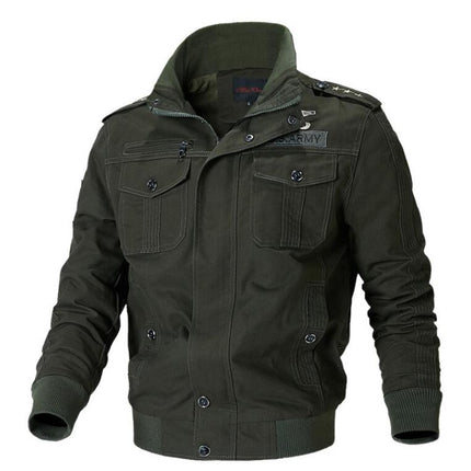 Men's Casual Washed Cotton Military Jackets Outdoor Full Zip Coat
