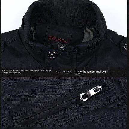 Men's Casual Washed Cotton Military Jackets Outdoor Full Zip Coat