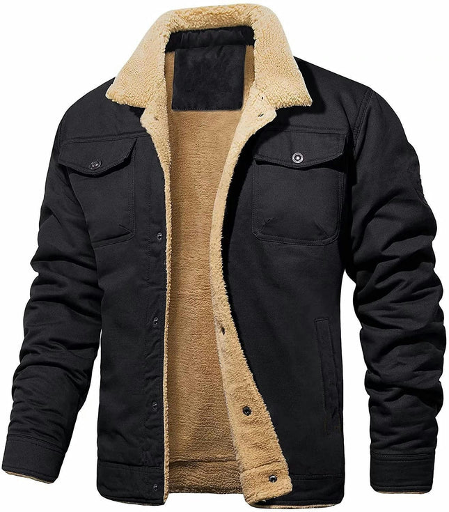 Men's Cotton Jackets Winter Fleece Lined Casual Warm Jacket