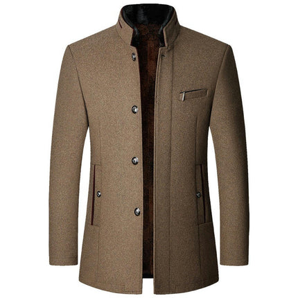 Men's Wool Coat Winter Coat Slim Medium Long Coats Overcoat
