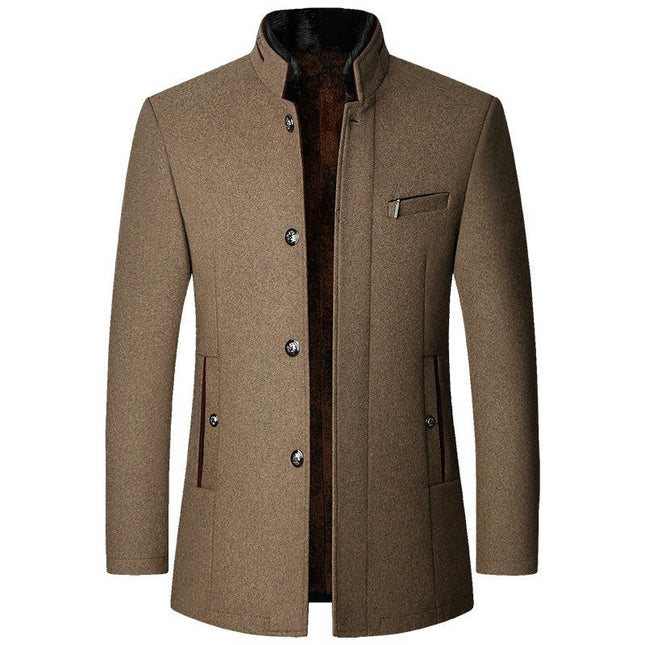 Men's Wool Coat Winter Coat Slim Medium Long Coats Overcoat