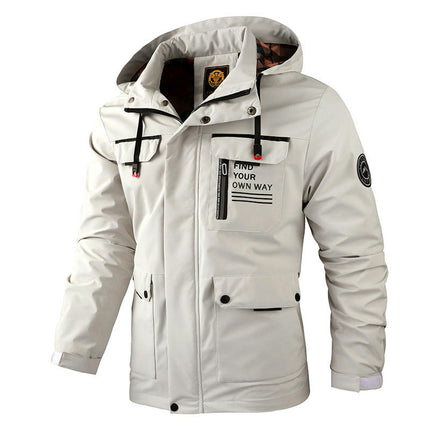 Men's Waterproof Jacket Lightweight Hooded Hiking Jacket Softshell Windbreaker