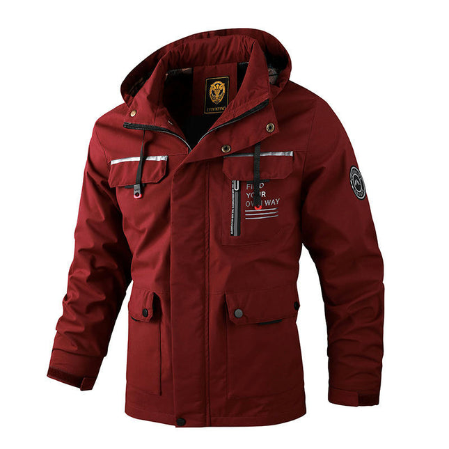 Men's Waterproof Jacket Lightweight Hooded Hiking Jacket Softshell Windbreaker