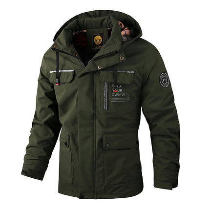 Men's Waterproof Jacket Lightweight Hooded Hiking Jacket Softshell Windbreaker