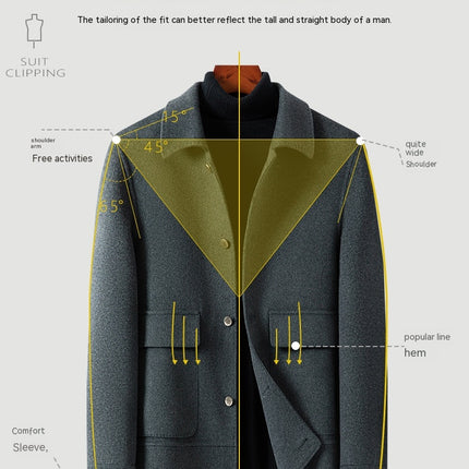 Men's Stylish Single Breasted Wool Coat Winter Jacket