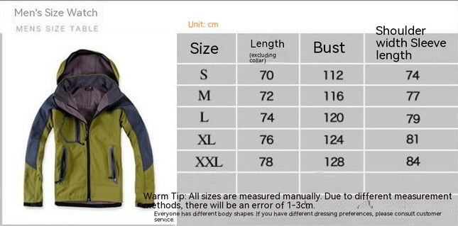 Jacket for Men, Waterproof and Windproof Outdoor Soft Fleece Hooded Military Jacket