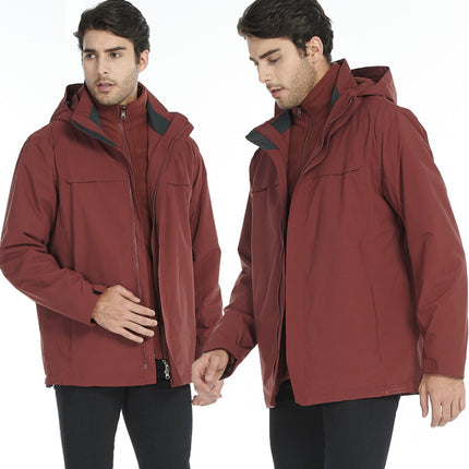 Men's Ski Jacket 3 in 1 Snow Winter Coats Waterproof Windproof Fleece Hooded Jackets