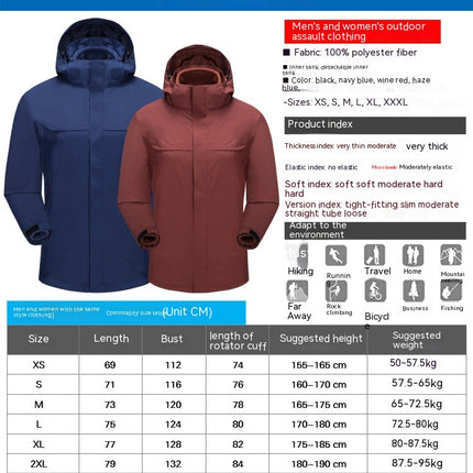 Men's Ski Jacket 3 in 1 Snow Winter Coats Waterproof Windproof Fleece Hooded Jackets