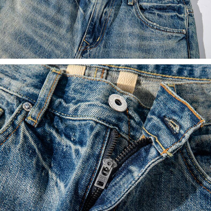 Men's Distressed Jeans Men Loose-Fit Straight Leg Denim Pants