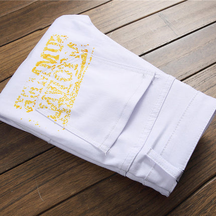 Men's Casual Printed Jeans Skinny Denim Pants