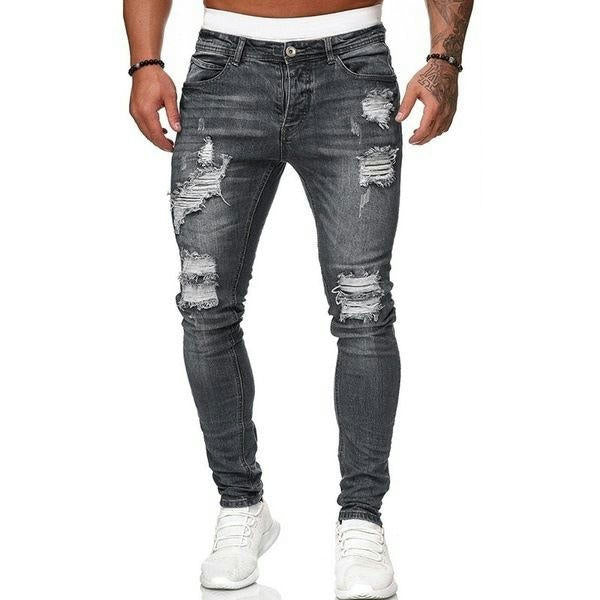 Men's Skinny Ripped Jeans Stretchy Slim Fit Jeans Pants