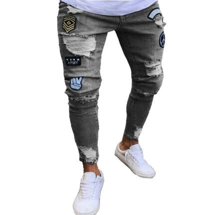 Men's Skinny Ripped Jeans Stretchy Slim Fit Jeans Pants