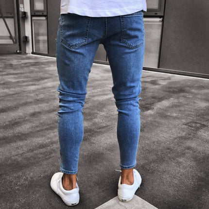 Men's Skinny Ripped Jeans Stretchy Slim Fit Jeans Pants 1