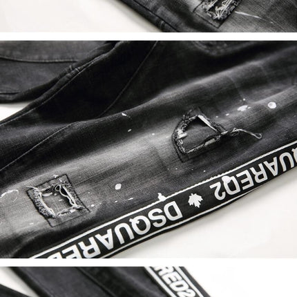 Men's Ripped Jeans,Slim Fit Distressed Straight Leg Fashion Denim Pants
