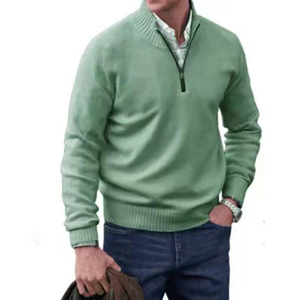 Men's Quarter-Zip Sweater Long-Sleeve Turtleneck Pullover Sweater
