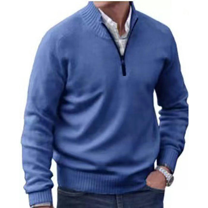 Men's Quarter-Zip Sweater Long-Sleeve Turtleneck Pullover Sweater