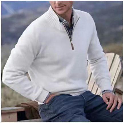 Men's Quarter-Zip Sweater Long-Sleeve Turtleneck Pullover Sweater