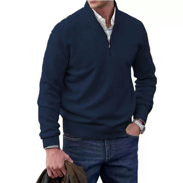 Mens Slim Fit Quarter Zip Sweater Casual Long Sleeve Sweater and Turtleneck Pullover
