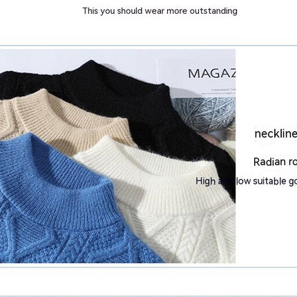 Men's Cable Knit Jumpers Casual Crew Neck Thick Warm Long Sleeve Sweater Pullover Tops for Men