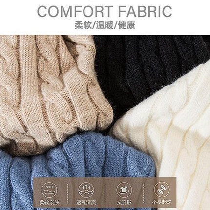Men's Crewneck Cable Cotton Sweater Casual Crewneck Long-Sleeve Fisherman Pullover